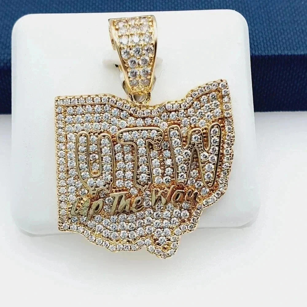 14K Gold Plated Cubic Zircon Pendant, INUS1BR257